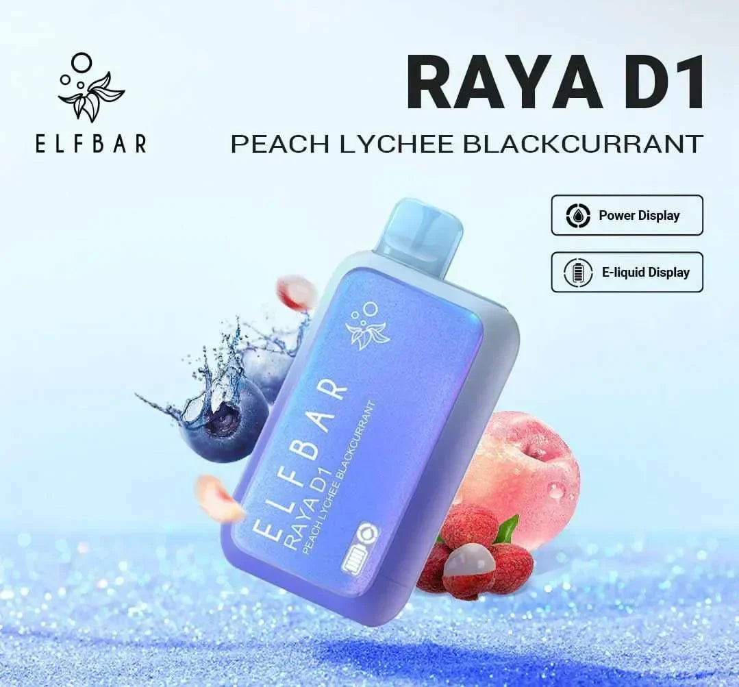 ELF BAR RAYA D1 – Peach Lychee Blackcurrant - Vape.org.in