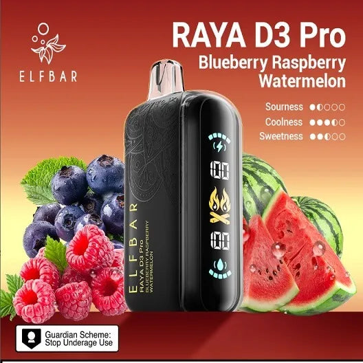 Elf Bar Raya D3 Pro 30K Blueberry Raspberry Watermelon - Vape.org.in