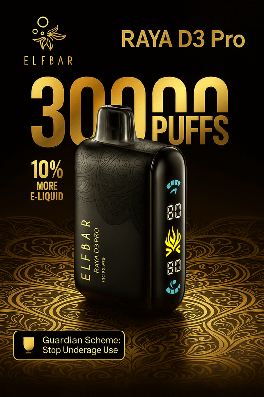 Elfbar Raya D3 Pro 30K Disposable Vape – 30,000 Puffs Rechargeable Vape with Smart Display, Triple Mesh Coil & Adjustable Modes