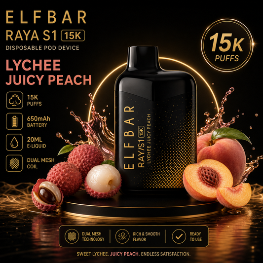 ELF BAR RAYA S1 15K Puffs – Lychee Juicy Peach