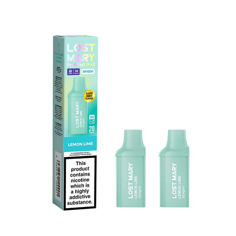 Lost Mary BM600 Lemon Lime Prefilled Vape Pods 20mg - 2PK