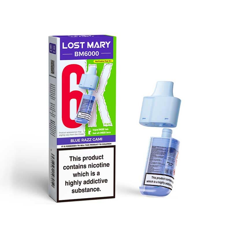 Lost Mary BM6000 Blue Razz Gami Prefilled Vape Pods - 20mg