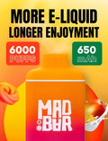 Mad Bar Disposable Orange and White E-Liquid 650mAh Puff Mad